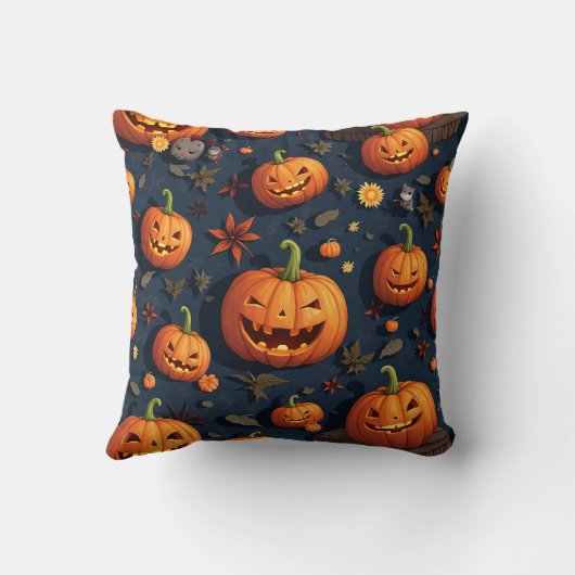 カボチャと秋をテーマにしたパターン（の模様が）あるクッション クッション (裏面)