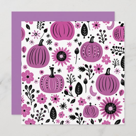 カボチャと秋パーソナライズされた花 サンキューカード (正面/裏面)