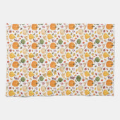 カボチャと紅葉のパターンを収穫 キッチンタオル (横)