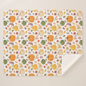 カボチャと紅葉のパターンを収穫 シェルパブランケット (正面(横))