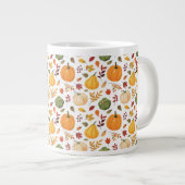 カボチャと紅葉のパターンを収穫 ジャンボコーヒーマグカップ (正面右)