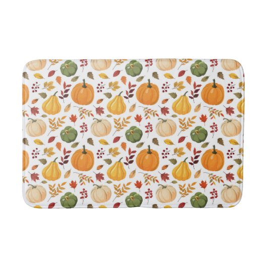 カボチャと紅葉のパターンを収穫 バスマット (正面)