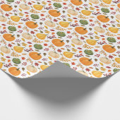 カボチャと紅葉のパターンを収穫 ラッピングペーパー (角)