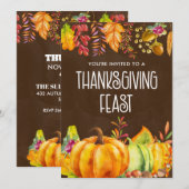 カボチャと紅葉の感謝祭の宴 招待状 (正面/裏面)