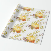 カボチャと紅葉タイル秋シーズン ラッピングペーパー (アンロールド)