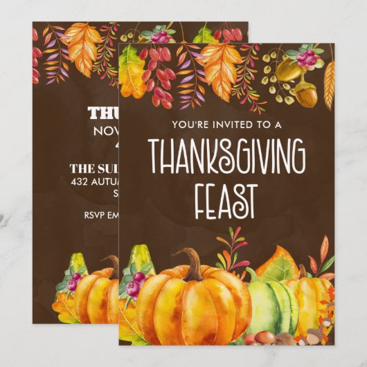 カボチャと紅葉感謝祭 招待状 (正面/裏面)