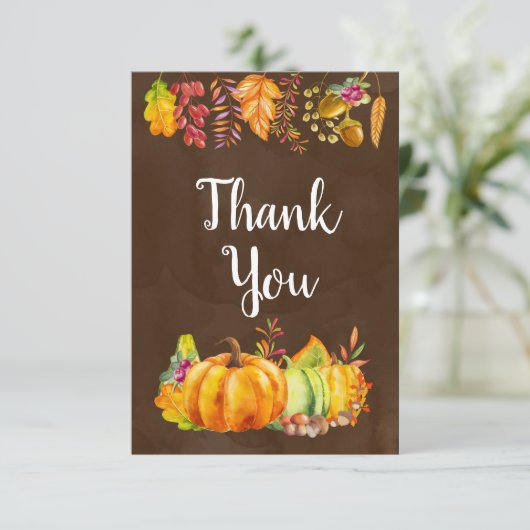 カボチャと紅葉縁どを感謝してい収穫 サンキューカード (スタンド正面)