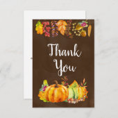 カボチャと紅葉縁どを感謝してい収穫 サンキューカード (正面/裏面)