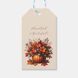 カボチャと紅葉 – 感謝と感謝 ギフトタグ