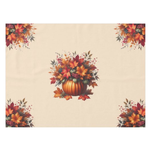カボチャと紅葉 – 感謝祭 –  テーブルクロス (正面(横))