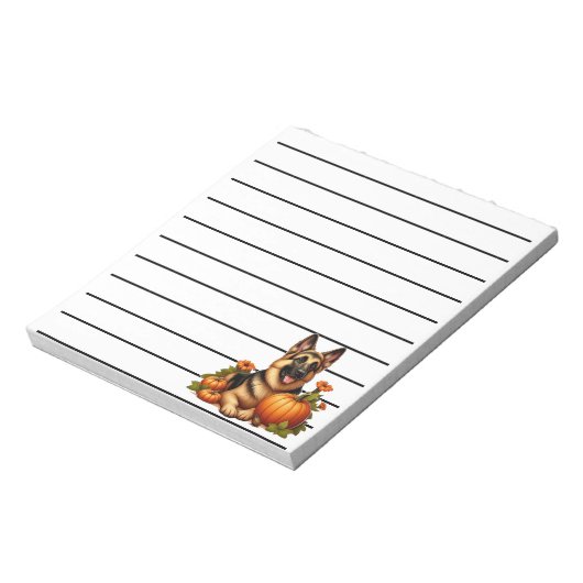 カボチャと花で休むドイツの羊飼い ノートパッド (回転)