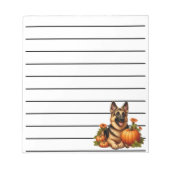 カボチャと花で休むドイツの羊飼い ノートパッド (正面)