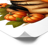 カボチャと花で休むドイツの羊飼い ポスター (角)