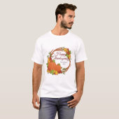 カボチャと花のサンクスギビングリース Tシャツ (正面フル)