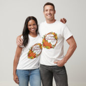 カボチャと花のサンクスギビングリース Tシャツ (ユニセックス)