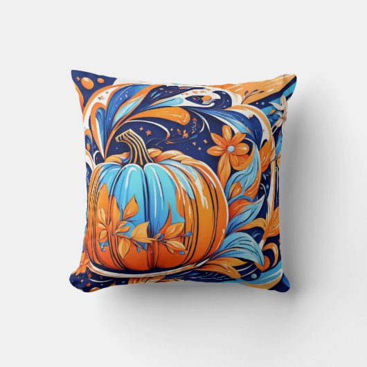 カボチャと花の抽象芸術 クッション (正面)