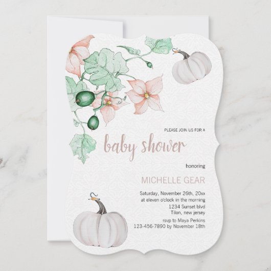 カボチャと花の水彩手絵を描 (正面)