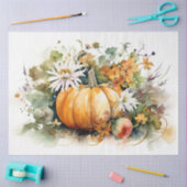 カボチャと花模様1デコページ紙 薄葉紙 (クラフト)