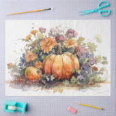 カボチャと花模様2 Decopage紙 薄葉紙 (クラフト)