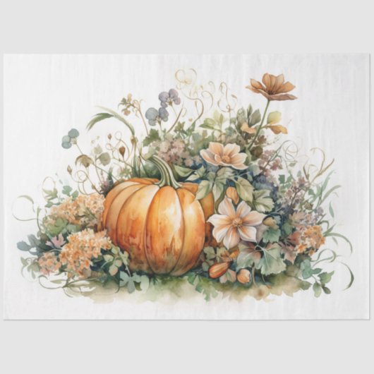 カボチャと花模様3 Decopage紙 薄葉紙 (正面)