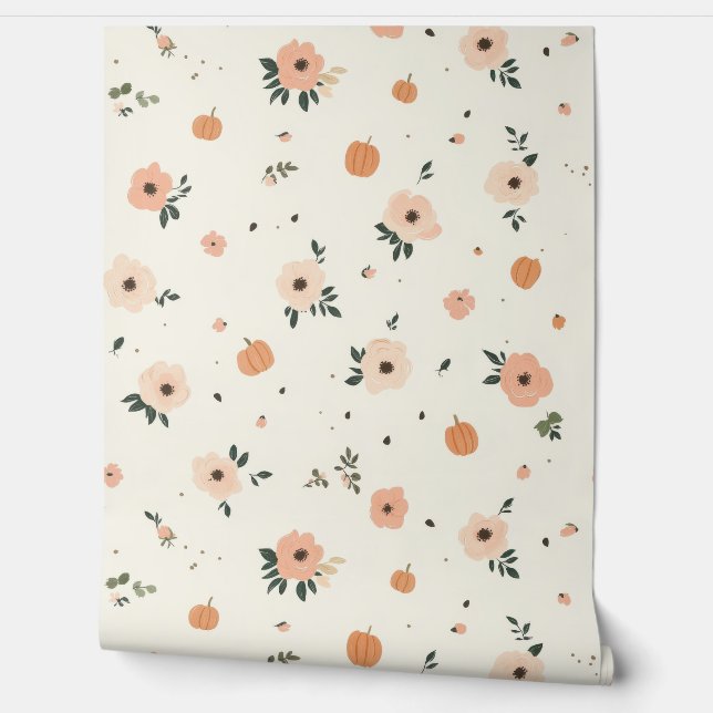 カボチャと花 壁紙 (ほどく)