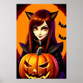 カボチャと若い女性 | AIアートポスター ポスター (正面)