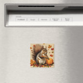 カボチャと落下する葉リス マグネット (インサイチュ (食洗機))