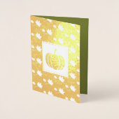 カボチャと落下する葉感謝祭ラグジュアリー 箔カード (正面)