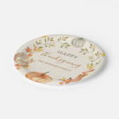 カボチャと葉の感謝祭ディナー ペーパープレート (アングル)