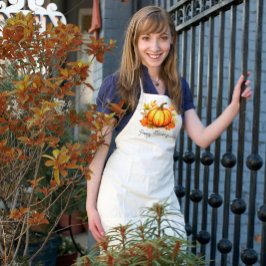 カボチャと葉カボチャーの幸せな感謝祭 エプロン