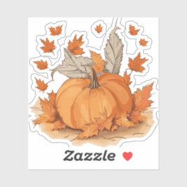 カボチャと葉デザイン シール