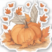 カボチャと葉デザイン シール (正面)