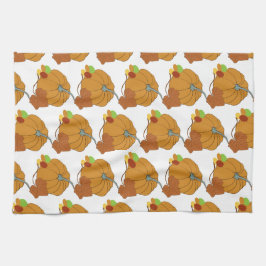 カボチャと葉プラスカラフルキャンディ キッチンタオル