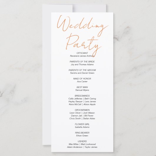 カボチャと葉秋ホワイト結婚式 プログラム (裏面)