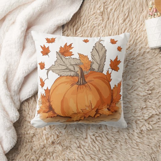 カボチャと葉 クッション (ブランケット)