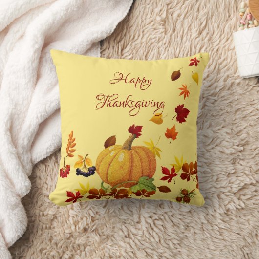 カボチャと葉 クッション (ブランケット)