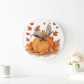 カボチャと葉 ラージ壁時計 (ホーム)