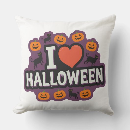 カボチャと赤いハート装飾用クッション:居心地の良い新モデル クッション (正面)