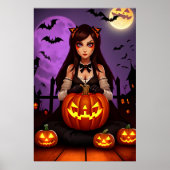 カボチャと長い髪の女性 | AI Art ポスター (正面)