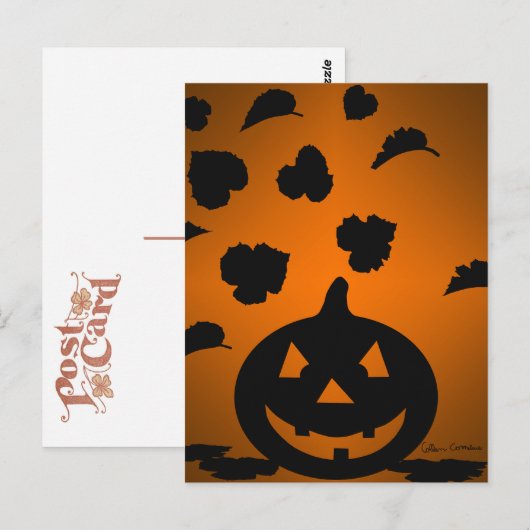 カボチャと離れシルエット ポストカード (正面/裏面)