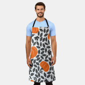 カボチャと革で縫い目の無い手描き エプロン (着用した状態)