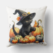 カボチャと魔女の帽子とブラックハロウィーンキットン クッション (裏面)