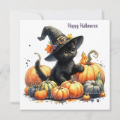 カボチャと魔女の帽子とブラックハロウィーンキットン シーズンカード (正面)