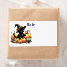 カボチャと魔女の帽子とブラックハロウィーンキットン ラベル