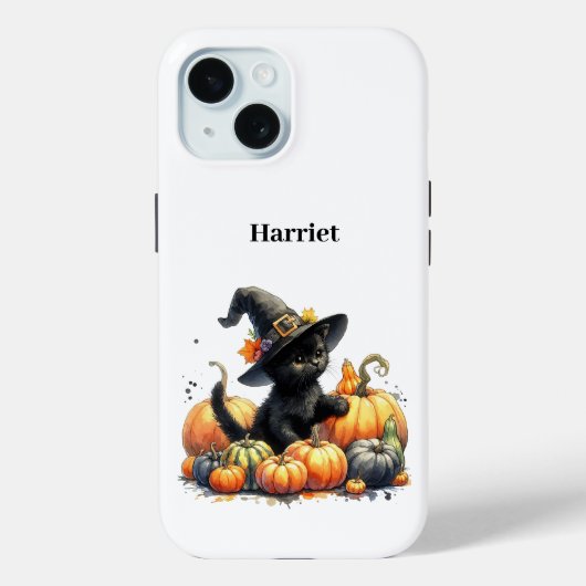 カボチャと魔女の帽子とブラックハロウィーンキットン Case-Mate iPhoneケース (裏面)