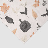 カボチャと鳥のハロウィーンパターン。 薄葉紙 (詳細)