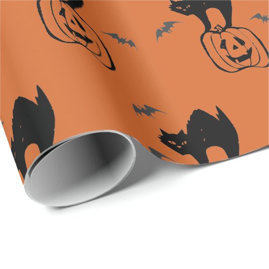カボチャと黒猫のハロウィン   ラッピングペーパー (ロールコーナー)