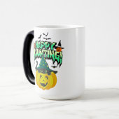 カボチャと黒猫の可愛いハロウィンデザイン モーフィングマグカップ (正面左)