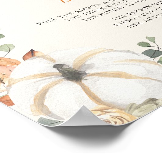 カボチャどのように大きいママの腹のシャワーゲームサイン ポスター (角)