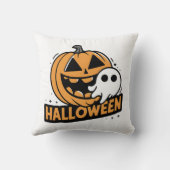 カボチャによる明るいよくはしゃぐ幽霊 クッション (裏面)